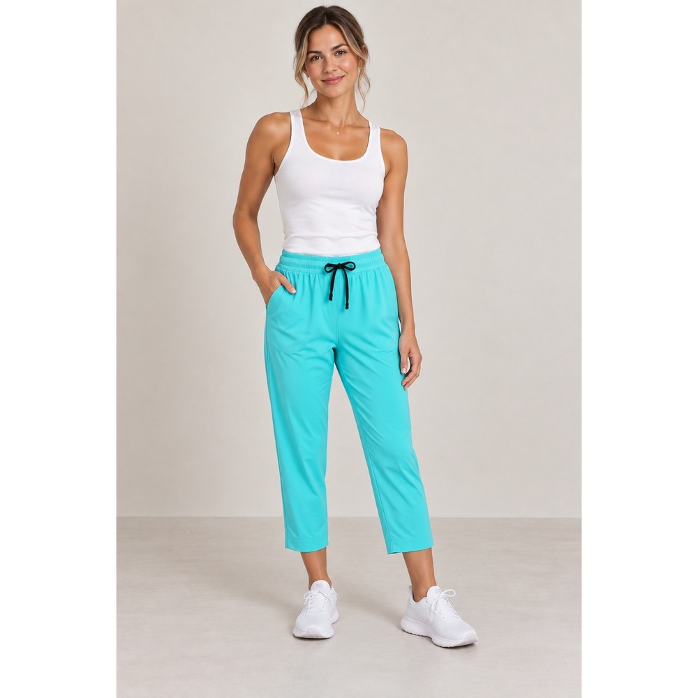 Lululemon On The Fly Pants Women Size 8 Teal Blue Cropped Length Jogger Athletic